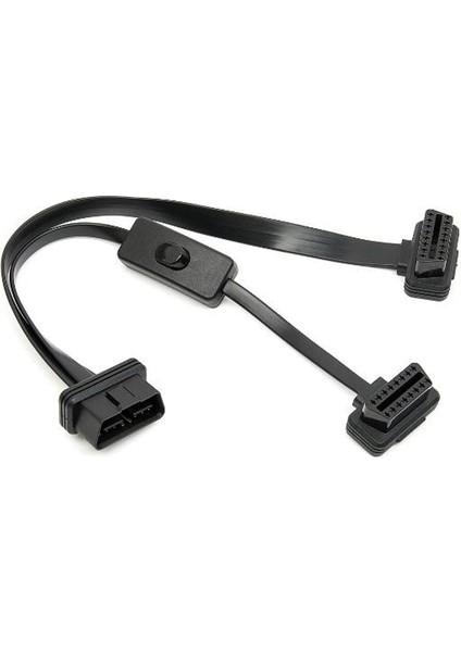 1'de 2 Anahtarlı Kablo Stili Obd2 Y Splitter Uzatma Kablosu Ultra-Ince Dirsek Erişte Kablo Teşhis Konnektör Kablo Kablosu Anahtarlı (Yurt Dışından)