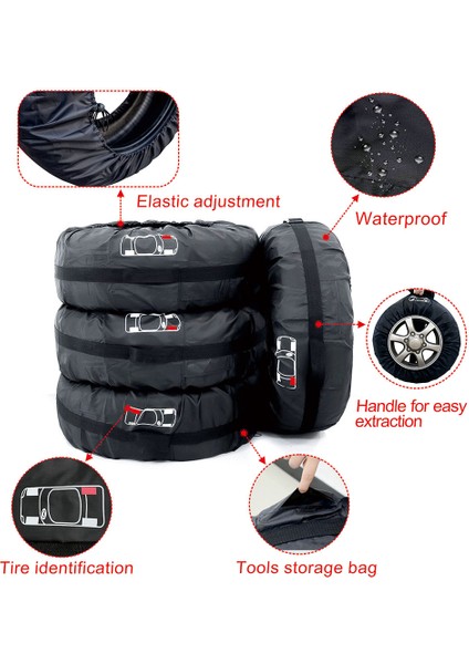 4 Adet 13-16 Inç Stili Inç Lastik Kılıfı Araba Yedek Lastik Kılıfı Saklama Torbaları Taşıma Çantası Polyester Arabalar Için Lastik Koruma Kapakları (Yurt Dışından) fırsatları