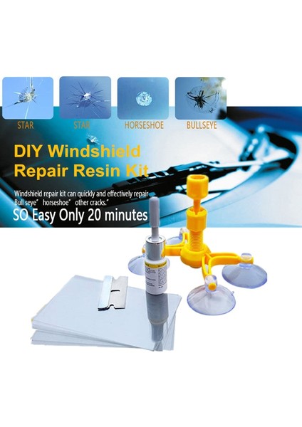 Sarı Stil Araba Ön Cam Tamir Takımı Çatlak Mandalı Sökücü Ön Cam Onarım Reçine Kiti Aracı Otomotiv Cam Nano Onarım Sıvısı (Yurt Dışından)