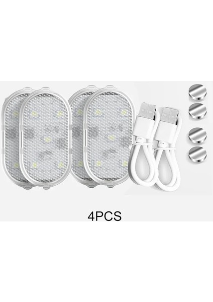 Beyaz Stil 4 Adet LED Araba Iç Kapı Işığı USB Şarj Kablosuz Manyetik LED Araba Kapısı Karşılama Işığı Güvenli Çarpışma Önleyici Sinyal Lambası (Yurt Dışından)