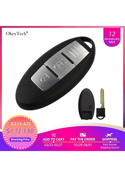 Anahtar Kabuk ve Bıçak Okeytech 3 Düğmeler Akıllı Uzaktan Araba Anahtarı Kabuk Kılıf Nissan Rogue Teana Sentra Versa Anahtar Kapak Anahtarsız Küçük Acil Bıçak (Yurt Dışından) fiyatları