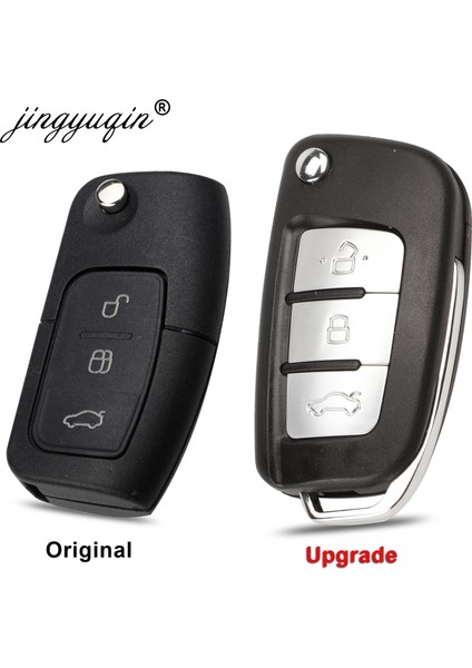 HU101 Yükseltme Anahtarı Ford Focus Fiesta Için 3 Düğme Modifiye Flip Katlanır Uzaktan Anahtar Kabuk C-Max S-Max Ka Mondeo Galaxy Fob Kılıf HU101 FO21 Blade (Yurt Dışından)
