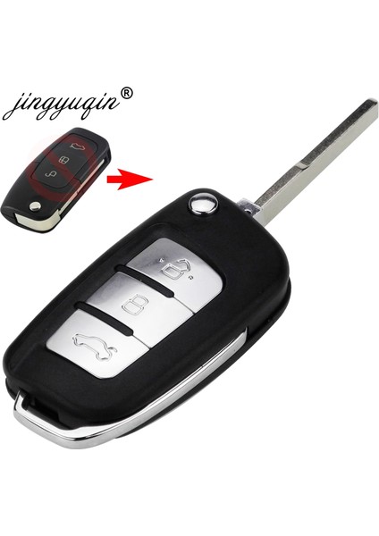HU101 Yükseltme Anahtarı Ford Focus Fiesta Için 3 Düğme Modifiye Flip Katlanır Uzaktan Anahtar Kabuk C-Max S-Max Ka Mondeo Galaxy Fob Kılıf HU101 FO21 Blade (Yurt Dışından)