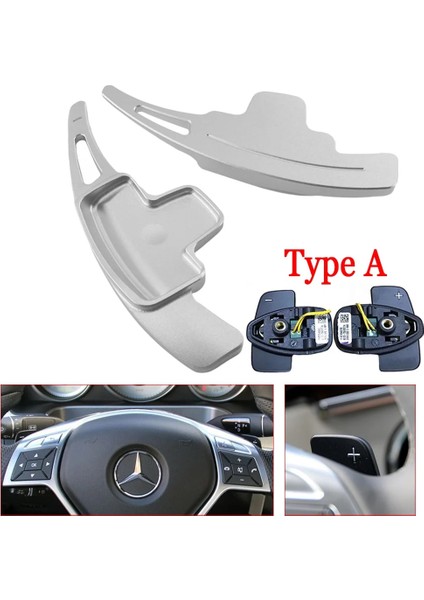 A Tipi Gümüş Stili Mercedes Benz Amg ALA45 Gle Gla Cls Gls W205 W213 Eqc Araba Direksiyon Paddle Shift Uzatma Shifter Dsg Çıkartmalar (Yurt Dışından)