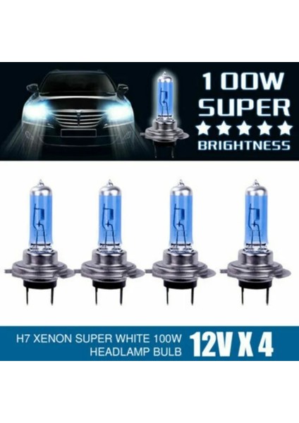 4 Adet H7 100W 4 Adet H4 H1 H7 Xenon Araba Farları Araba Halojen Lamba Beyaz Açık Mavi Ampul Araba Işık Far Halojen Işık (Yurt Dışından)
