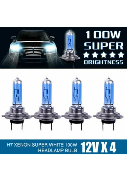 4 Adet H7 100W 4 Adet H4 H1 H7 Xenon Araba Farları Araba Halojen Lamba Beyaz Açık Mavi Ampul Araba Işık Far Halojen Işık (Yurt Dışından)