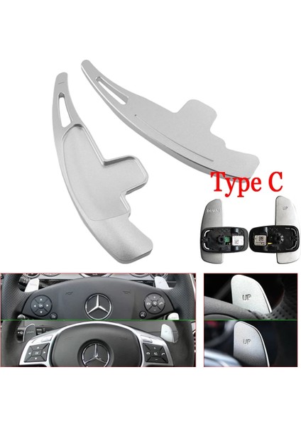 C Tipi Gümüş Stili Mercedes Benz Amg ALA45 Gle Gla Cls Gls W205 W213 Eqc Araba Direksiyon Paddle Shift Uzatma Shifter Dsg Çıkartmalar (Yurt Dışından)