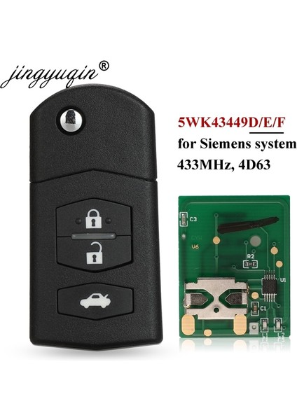 Sadece Tahta Jingyuqin 3btn Flip Araba Uzaktan Anahtarlık Mazda 5WKD Wke Wkf 433MHZ M2 Demio M3 Axela M5 Premacy M6 Atenza (Yurt Dışından)