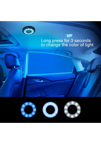 Mavi ve Beyaz Araba Iç Okuma Işığı Manyetik LED Gece Kablosuz Araba Arka Koltuk Tavan Tavan Işık Kitleri USB Şarj Gövde Lambası Fxture (Yurt Dışından) modelleri
