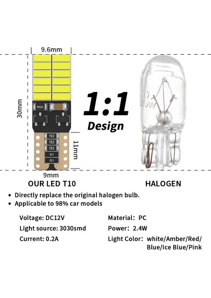 Beyaz 2x T10 W5W Smd Araba LED Ampul Canbus Oto Gümrükleme Kama Yan Işık Iç Kubbe Okuma Lambaları Yok Ek Beyaz (Yurt Dışından) modelleri