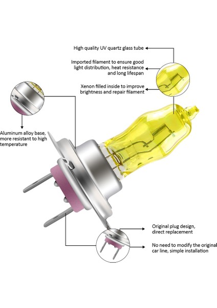 NO.9005 Beden W Sarı H7 Halojen Ampuller H1 Araba Far H4 Motosiklet Far Lambası H8 Sis Lambası H3 H Halojen Işık 12V (Yurt Dışından)