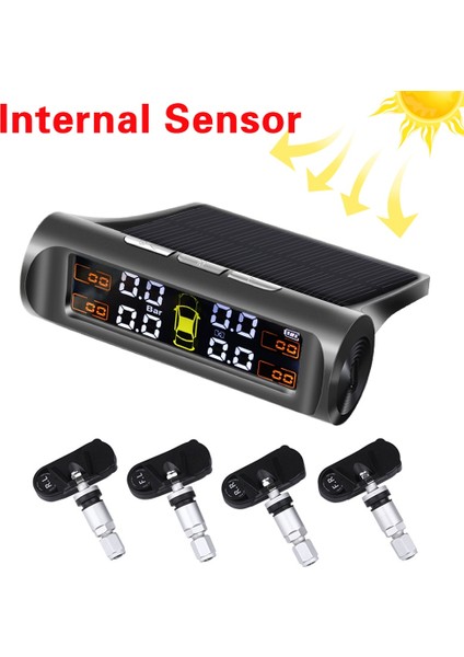 T2-In Tarzı Tpms Güneş Enerjisi Tpms Araba Lastik Basıncı Alarm Monitörü Oto Güvenlik Sistemi Lastik Basıncı 360 Ayarlanabilir Sıcaklık Uyarısı (Yurt Dışından)