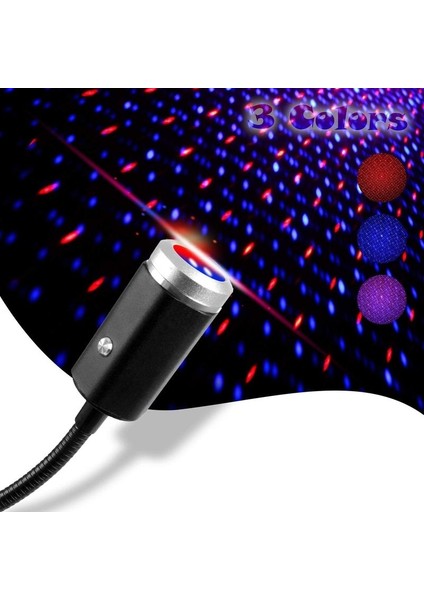 No.1 Boyutu 3 Renk Araba Yıldızlı Gökyüzü USB LED Işık 7 Aydınlatma Modları Araba Iç Dekoratif Parti Atmosfer Işıkları Için Yıldız Projeksiyon Lambası (Yurt Dışından)