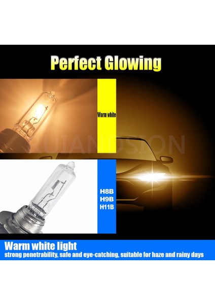 H8B Stili Sıcak Beyaz Ruıandsıon 2x H8B H9B H11B 35W Araba Halojen Far Sürüş Işığı 4300K ​​sarı Otomatik Motosiklet Filament Ampul Motosiklet Far (Yurt Dışından)