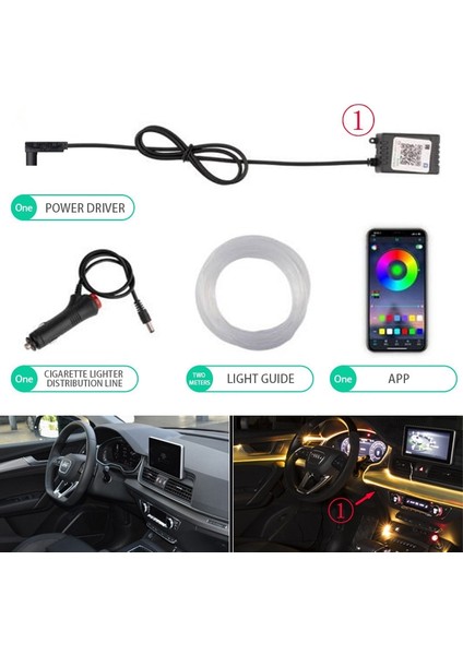 1 Için Bir Araba El Neon Şerit Işık Araba Ortam Işığı Ses Kontrol Işığı Rgb LED Dekoratif Oto Atmosfer Lambası 12V Çakmak ile (Yurt Dışından)