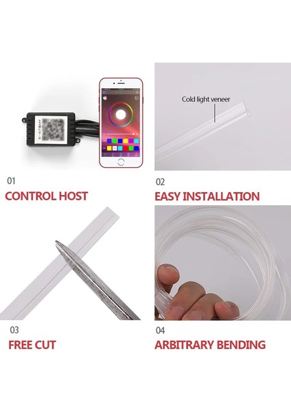 1 Için Bir Araba El Neon Şerit Işık Araba Ortam Işığı Ses Kontrol Işığı Rgb LED Dekoratif Oto Atmosfer Lambası 12V Çakmak ile (Yurt Dışından) modelleri