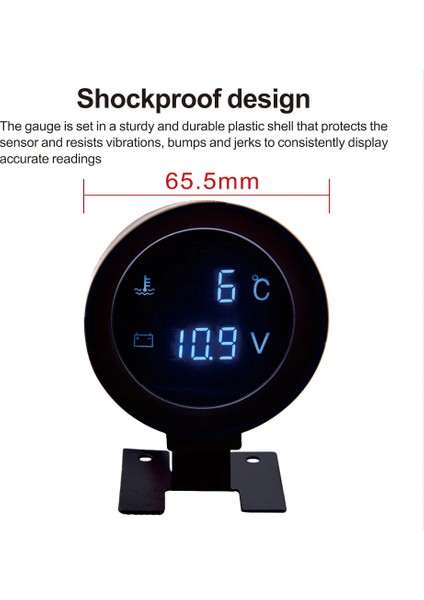 Stil D - Yalnızca Ölçü Stili Yuvarlak LCD Dijital Araba Kamyon Su Sıcaklık Ölçer Sıcaklık Sensörü Temperatura Moto + Voltmetre Volt Voltaj Ölçer V 24V (Yurt Dışından)