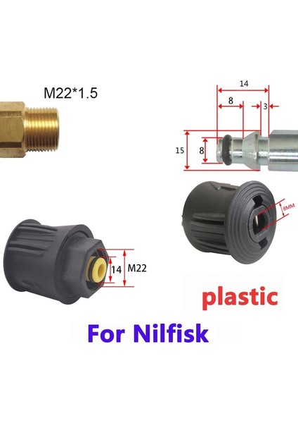 Xiyu Shop Nilfisk Stili Için Plastik Yüksek Basınçlı Temiz Yıkayıcı Hortum Adaptörü Bağlayın Araba Yıkama Çıkışı Adaptörü ve Karcher Nilfisk Için Hortum Parkside Değişim Bağlan (Yurt Dışından)