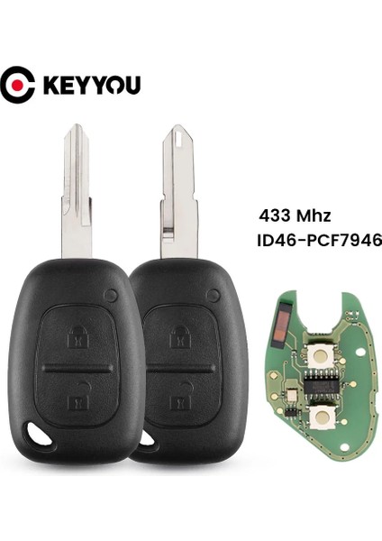 NE72 Uzaktan Anahtar Stili Keyyou Renault Trafik Ustası Vivaro Movano Kangoo Uzaktan Anahtarlık 2 Buttomhz Kımlığı Verici NE73 VAC102 Blade (Yurt Dışından) fiyatları