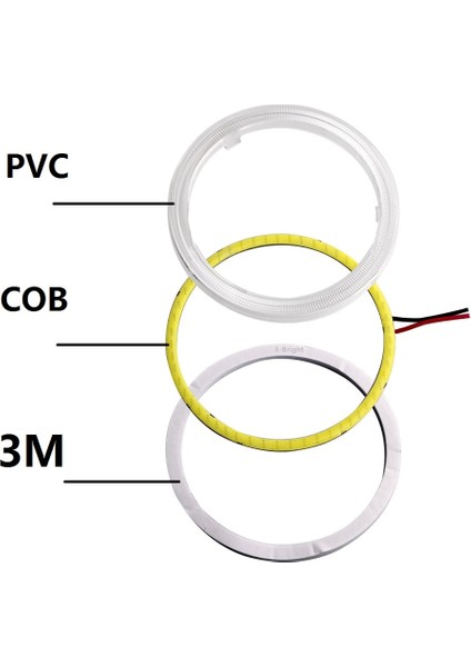 60MM Tarzı Sarı 1 Pair Cob Angel Eyes Halo Yüzükler LED Araba Motosiklet Scooter Farlar 12 V Kapaklı (Yurt Dışından)