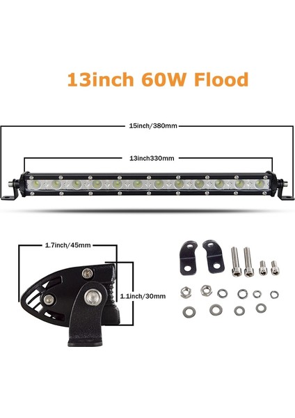 13 Inç Sel Işın Stili '' Düz Ince LED Işık Çubuğu Tek Sıra 60W 90W 120W 150W 180W Suv 4WD Atv Off Road LED Çalışma Işığı Için (Yurt Dışından)