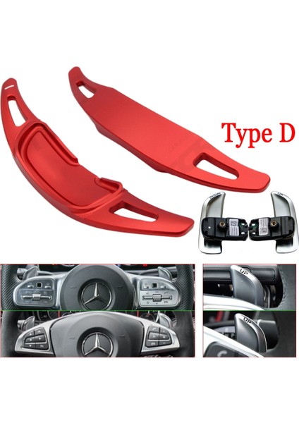 D Tipi Kırmızı Stil Mercedes Benz Amg ALA45 Gle Gla Cls Gls W205 W213 Eqc Araba Direksiyon Paddle Shift Uzatma Shifter Dsg Çıkartmalar (Yurt Dışından)