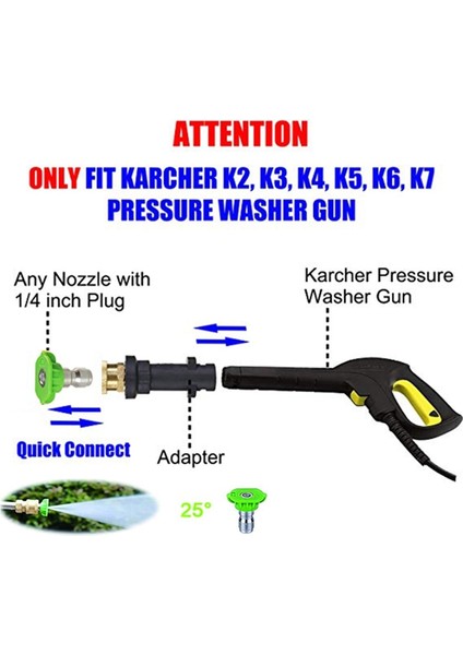 Huter Tarzı Için Roue Basınçlı Yıkama Aksesuarları Hızlı Bağlantı "parkside Karcher Stanley Greenwork Için Nilfisk Lavor Püskürtme Tabancası Adapt (Yurt Dışından)