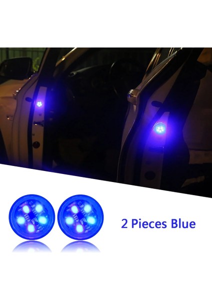 Mavi - 2 Adet Kablosuz Manyetik Araba Açılış Kapı Uyarı Işığı LED Strobe Yanıp Sönen Anti Arka Uç Çarpışma Gösterge Işıkları Sinyal Lambası (Yurt Dışından)