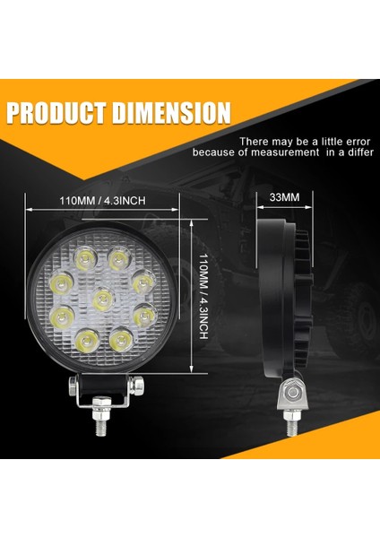 Xiyu Shop 5d 1 Parça Spot Işın Stili Co Işık 5d 4. Offroad 27W LED Işık Çubuğu Spot Projektör Niva Atv Tekne Suv Için 4WD 4x4 Kamyon Traktör LED Çalışma Işığı 12V 24V (Yurt Dışından)