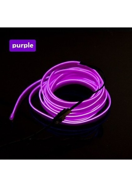 8 Milyon Stili Mor Otomobil Atmosfer Lambası Araba Iç Aydınlatma LED Şerit Dekorasyon Çelenk Tel Halat Tüp Hattı Esnek Neon Işık USB Sürücü (Yurt Dışından)