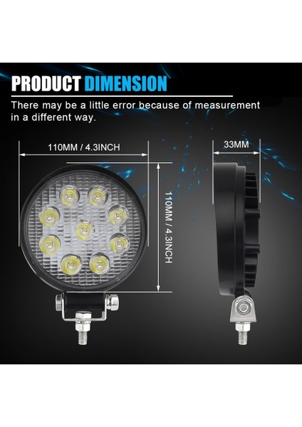 5d 2 Parça Taşkın Işın Stili Co Lıghd Offroad LED Çalışma Lambası 27W Sel Spot Combo Işın LED Çalışma Sürüş Işıkları 12V Lada Atv 4x4 Kamyon Traktör Için (Yurt Dışından) modelleri