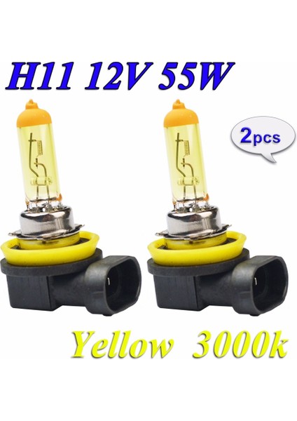 Xiyu Shop 3000 K Tarzı Sarı Hippcroeces 12V 55W H11 Sarı Halojen Ampul Pgjk Oto Lambası Kuvars Cam Araba Sis Lambası (Yurt Dışından)