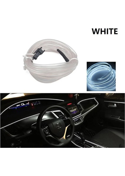 1 Metre Tarzı Beyaz Otomobil Atmosfer Lambası Araba Iç Aydınlatma LED Şerit Dekorasyon Çelenk Tel Halat Tüp Hattı Esnek Neon Işık USB Sürücü (Yurt Dışından)