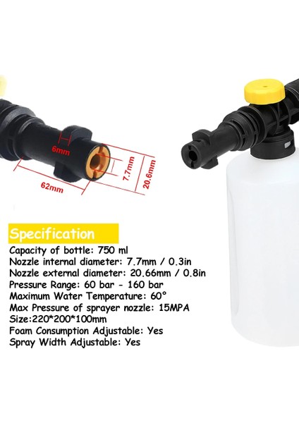 Kahverengi Tarzı Yüksek Basınçlı Yıkayıcı Püskürtme Tabancası Karcher K2-K7 K Serieml Sabun Köpüğü Jeneratörü Köpük Topu Kar Köpüğü Lance Araba Yıkayıcı (Yurt Dışından)