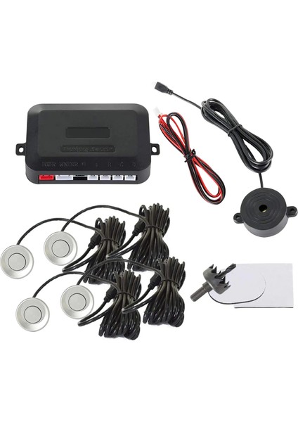 C Kablosuz Araba Park Sensörü Kiti Buzzer 12V Ters Yedekleme Radar Sesli Uyarı Göstergesi Prob Sistemi 4 Sensörlü Evrensel (Yurt Dışından)