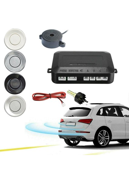 C Kablosuz Araba Park Sensörü Kiti Buzzer 12V Ters Yedekleme Radar Sesli Uyarı Göstergesi Prob Sistemi 4 Sensörlü Evrensel (Yurt Dışından)
