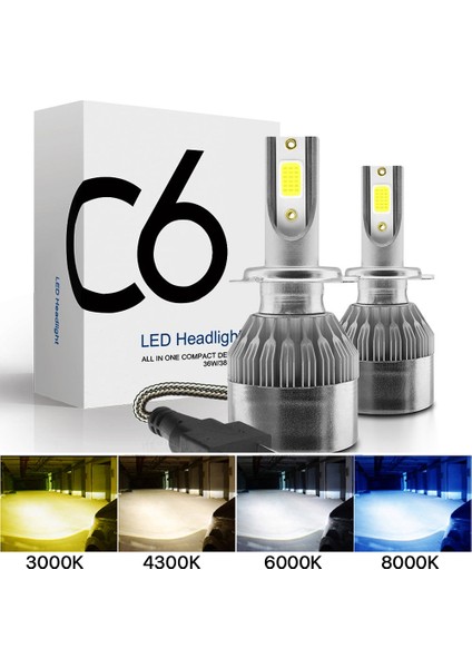 H8 Stili Buz Mavisi 2x H7 LED H11 H4 Hilo H1 H3 H8 Hb1 Hb3 Hb4 Hb5 Hır2 H13 H Araba Far Ampülük 6000K 8000K Cob C6 Araba Farları (Yurt Dışından) modelleri
