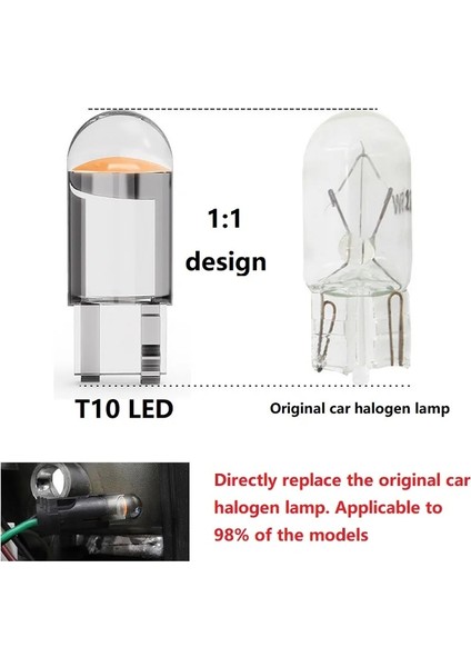 5 Parça Tarzı Buz Mavisi x W5W T10 LED Lamba Araba Ampul Epoksi Reçine Cob 12V 6000K 7 Renk Kama Plaka Lambası Dome Göstergesi Okuma Işığı Beyaz (Yurt Dışından) fırsatları