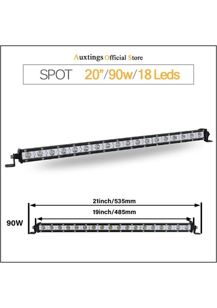 20 Inç Spot Stili Auxtings Ince LED Işık Çubuğu Tek Sıra '' W 120W 150W 180W Suv 4x4 Off Road LED Çalışma Işığı Lambası (Yurt Dışından)