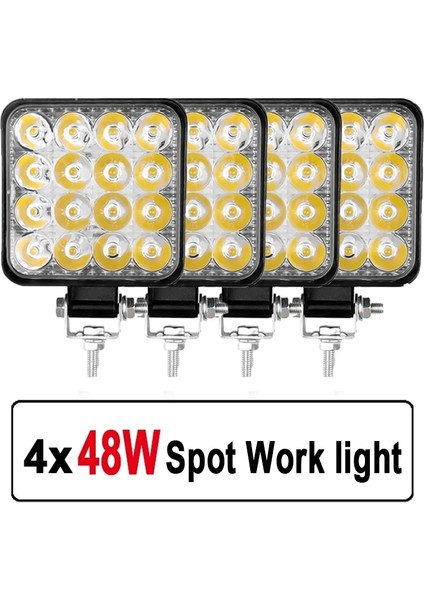 2 Adet Tarzı 48W LED Işık Çubuğu Araba Çalışma Işığı 16LED Cob Kare Spot Offroad Kamyon Combo 12V Suv Atv Tekne Motosiklet Için (Yurt Dışından) fiyatları