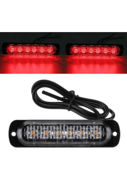 Kırmızı Işık Stili Araba Güvenliği Uyarısı Parlak Işık Kırmızı 6 LED Kamyon Lambası Dc Acil Daima Parlak Işık Düşük Güç Tüketimi Kurulumu Kolay (Yurt Dışından)