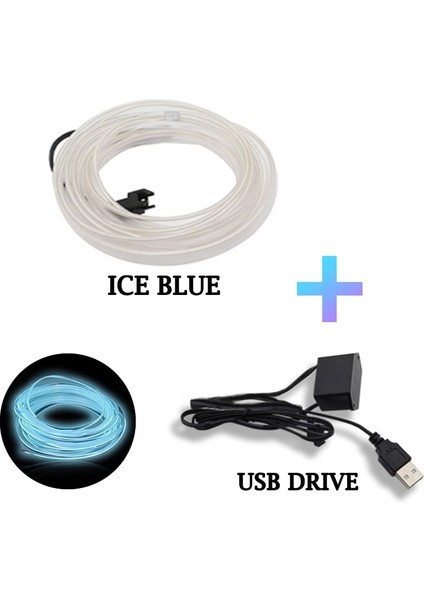 5 Milyon Stili Buz Mavisi-Usb M Araba LED Işık Iç Ortam LED Şerit Neon Aydınlatma Çelenk Tel Halat Tüp Dekorasyon Esnek Tüp Renkleri Oto LED (Yurt Dışından)