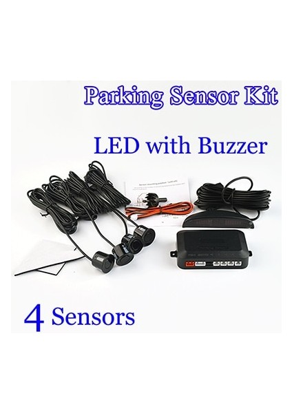 Kırmızı Stil Neden Olmuş 4 Sensörler LED Ekran LCD Ekran Buzzer Araba Park Sensörü Kiti Ters Yedekleme Otopark Radar Monitörü (Yurt Dışından)