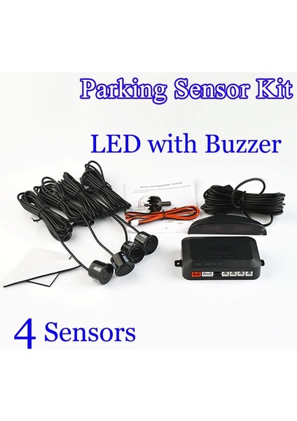 Kırmızı Stil Neden Olmuş 4 Sensörler LED Ekran LCD Ekran Buzzer Araba Park Sensörü Kiti Ters Yedekleme Otopark Radar Monitörü (Yurt Dışından)