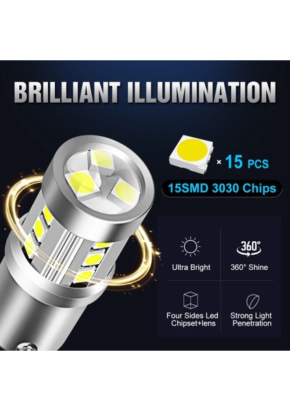 Sarı Stil 3157 P27-7W 2 Adet T15 W16W LED Baw PY21W LED BAY15D P Ampuller Dönüş Sinyali Işık WY21W W21W W P27W T20 Lamba (Yurt Dışından)