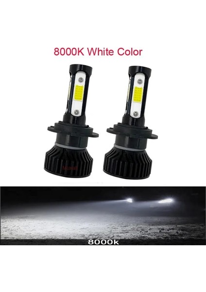 H3 Stili 8000K Siyah 4 Taraf Muxall LED Mini Araba Far 80W Lm 4 Yan Ar Ampul H4 H11 H4 Hk Otomatik Far Için Sis Farları (Yurt Dışından)