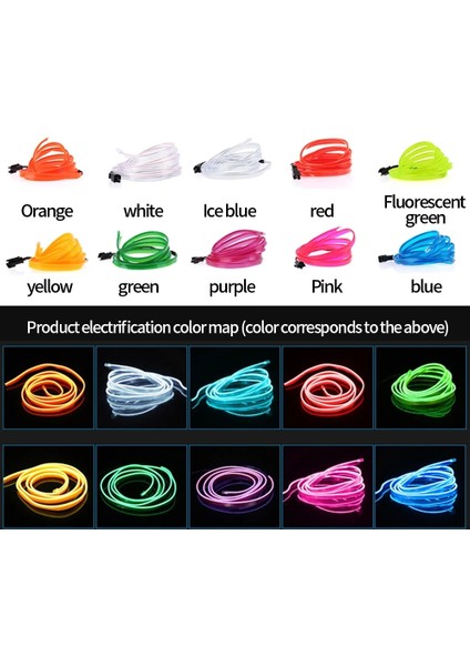 3m Tarzı Buz Mavisi Araba LED Şeritleri Oto Neon El Tel Dekorasyon Atmosfer Lambası Iç Mekan LED 12V Esnek Halat Araba Işığı (Yurt Dışından) modelleri