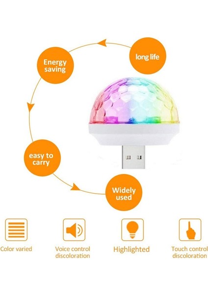 Yıldırım ile Lamba Mini USB Renkli Atmosfer Işığı Araba USB Parti Işığı Dj LED Rgb Iç Lamba Kulübü Disko Sihirli Sahne Etkisi Taşınabilir Işıklar (Yurt Dışından)