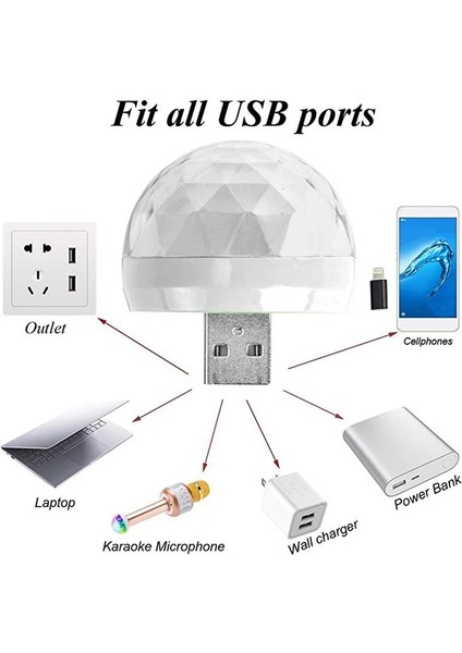 Yıldırım ile Lamba Mini USB Renkli Atmosfer Işığı Araba USB Parti Işığı Dj LED Rgb Iç Lamba Kulübü Disko Sihirli Sahne Etkisi Taşınabilir Işıklar (Yurt Dışından)