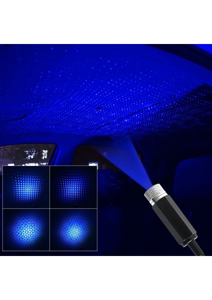 Mavi Araba LED Iç Işıklar Yıldızlı Gökyüzü Tavan Çatı Yıldız Gece Lambası Romantik Projektör USB Atmosfer Lambası Ayarlanabilir Galaxy Işıkları (Yurt Dışından)